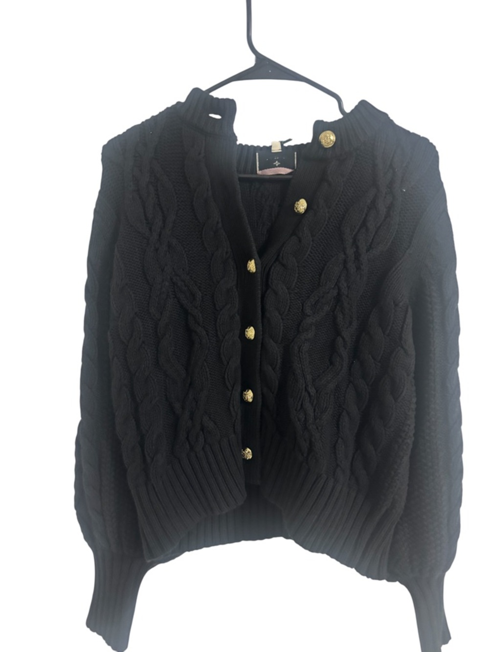Navy Cable-Knit Button-Up Sweater - Picture 5 of 7